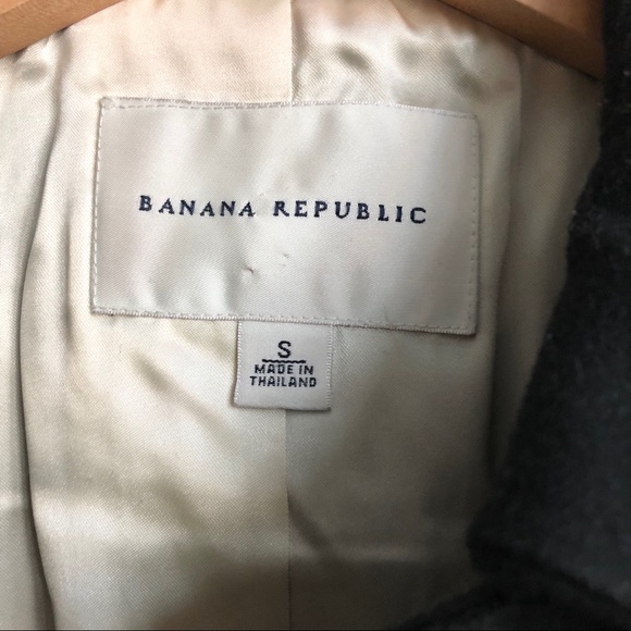 Banana Republic Black Wool Long Coat Satin Lining - Picture 4 of 6
